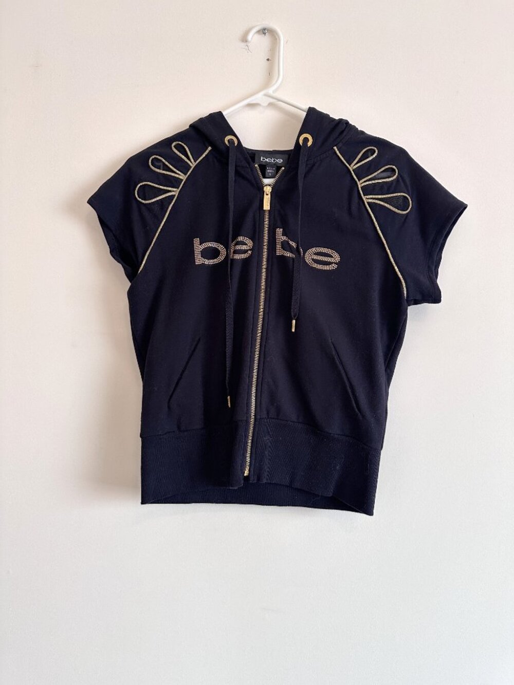 Black Short Sleeve Zip Hoodie